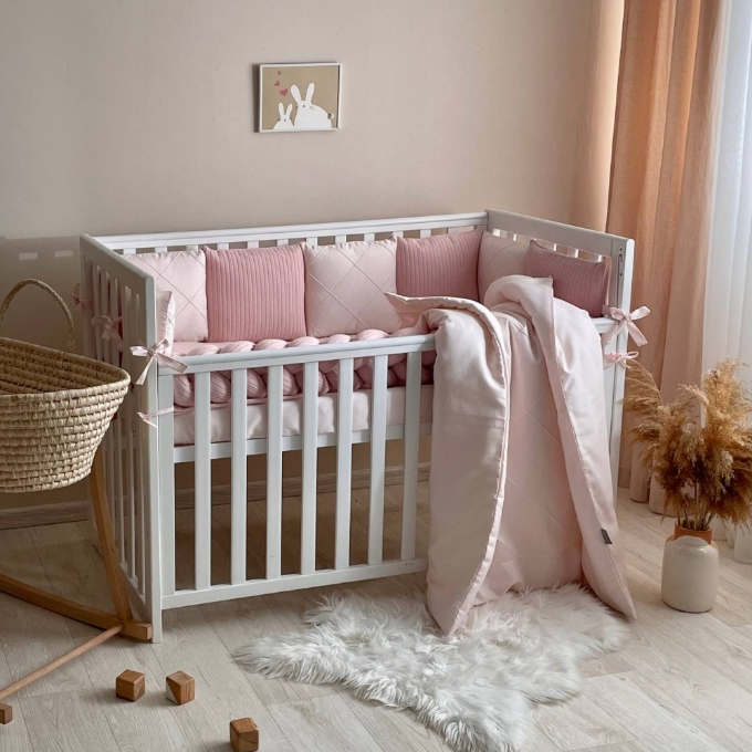 Set lenjerie patut bebe Velvet roz (1)